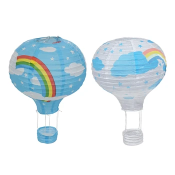 2 шт. 12-дюймовый воздушный шар бумажный фонарь абажур потолочный светильник свадебный декор для вечеринки, синяя радуга и белая радуга