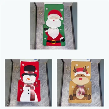 2 шт. коврики для ванной комнаты на Рождество Санта-Клаус Туалет U-образный коврик Крышка для унитаза Подушка Рождественские украшения