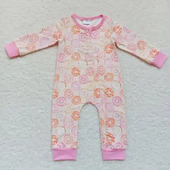 2023 Мода Сладкий Стиль Малыш Пончики Комбинезон Младенцы Девочка Розовые боди Бутик Комбинезоны для новорожденных