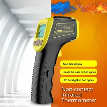 2024Новый термометр Цифровой инфракрасный бесконтактный лазер ИК-температура ЖК-пушка Пирометр Тестер Промышленный температурный прибор