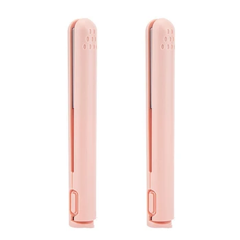 2X USB-кабель Мини Портативный Выпрямитель Для Волос Для Прямых И Завивки Двойного Назначения Плойки Для Студентов Розовый