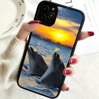 5 5S SE 2020 Чехол для телефона для iPhone 6 6S 7 8 PLUS X XS XR 11 12 13 MINI 14 PRO MAX Резиновые силиконовые дельфины
