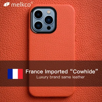 Melkco France Premium Чехол из натуральной кожи для iPhone 13 Pro Max mini Роскошный бренд Тот же Cow Hide Business Fashion Phone Cover