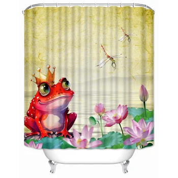 Musife Custom Funny Frog Занавеска для душа Водонепроницаемая занавеска для ванной комнаты из полиэстера