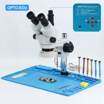 OPTO-EDU A23.1503 Тринокулярный стерео цифровой микроскоп Мобильный ремонт