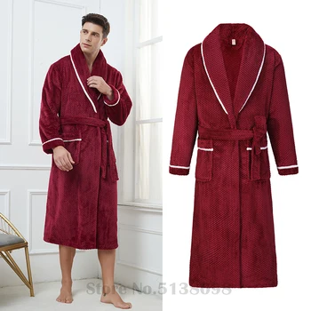 Plus Размер 3XL 4XL Длинный халат Пара Фланелевая ночная рубашка Мужская свободная повседневная кимоно Женское утолщенное теплое пижамы Домашняя одежда