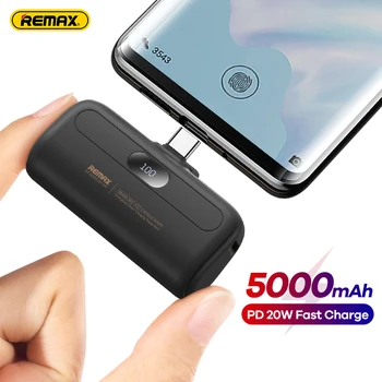 Remax Mini Power Bank 5000 мАч Быстрая зарядка для Xiaomi Samsung Huawei Внешний аккумулятор Небольшой портативный внешний аккумулятор USB Type C