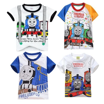 Thomas and Friends детская одежда маленький и средний размер детский хлопок мода футболка с короткими рукавами мультяшная одежда