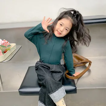 Базовое пальто для девочек Модная детская футболка Иностранный стиль Корейский стиль Детская корейская рубашка с длинным рукавом