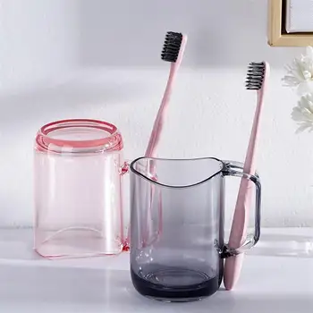  Бытовая чашка для полоскания рта Творческая новинка Противоскользящая удерживающая вода Прозрачный внешний вид Держатель зубной щетки для школы