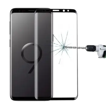 Для Galaxy S9 0,33 мм 9H Твердость поверхности 3D Изогнутый край Анти-царапина Полноэкранный HD Полностью адгезивная стеклянная защитная пленка для экрана Черный