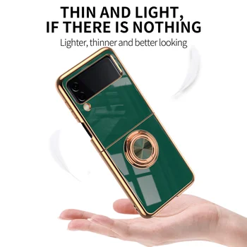 Для Samsung Z Flip 3 4 5 Чехол Покрытие Магнитное кольцо Держатель Телефон Чехол Для Galaxy Z Flip3 5G Ударопрочная силиконовая подставка Задняя крышка