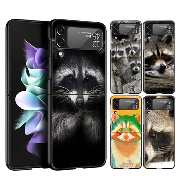 Милый Животный Енот Чехол Для Телефона Для Samsung Galaxy Z Flip 4 Чехол Черный Для Samsung Z Flip 3 Жесткий ПК Роскошная Складная Оболочка Коке