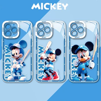 Мультяшный прозрачный чехол с Микки Маусом для iPhone 15 14 11 Pro Max 13 12 Mini XR XS X 8 7 6 6S Plus SE 2020 Силиконовый противоударный чехол