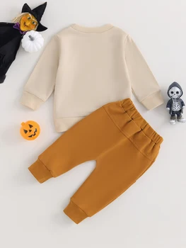 Очаровательный набор костюмов для малышей на Хэллоуин с тыквенной толстовкой и эластичными брюками для девочек и мальчиков - идеально подходит для осени и