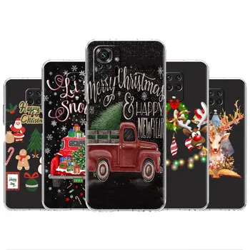 Противоударный чехол для телефона Redmi Note 11 11E 10 9 8 Pro 11S 9S 10S K40 9A 9C 8T 7 10C 9t 9s Мягкая обложка Лось Снег Рождество