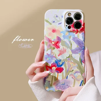 Ретро летние цветы сад Масляная живопись искусство Чехол для телефона для iPhone 15 14 13 12 11 Pro Max Xr Xs 7 8 14 Plus Чехол Симпатичная твердая обложка