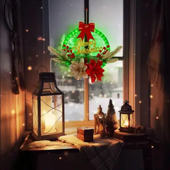 Рождественский венок ручной работы Рождественский венок с подсветкой Рождественский венок ручной работы на батарейках Светящиеся светодиодные огни Ягоды