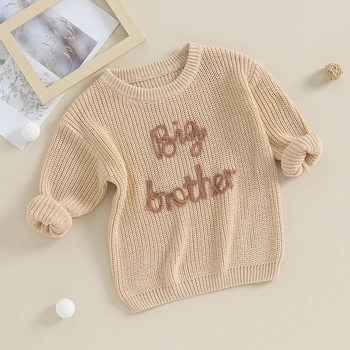 Свитер для мальчиков Маленький Большой Брат Соответствующий наряд Пуловер с длинным рукавом Топы Осенне-зимняя одежда