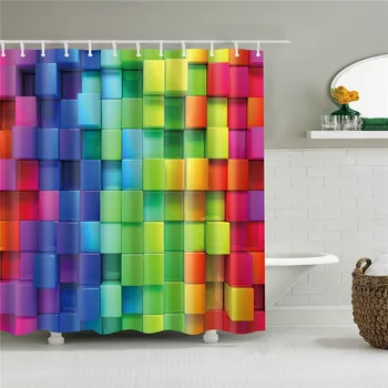 Современный минималистичный пейзаж масляной живописи красочный геометрический занавес для душа в ванной комнате водонепроницаемый занавес с крючками домашний декор