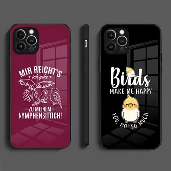 Чехол для телефона Parrot Birds Cockridel Закаленное стекло для IPhone 13 12 Mini 11 14 Pro Max X XR XS Max 8 7 6s Plus SE 2020